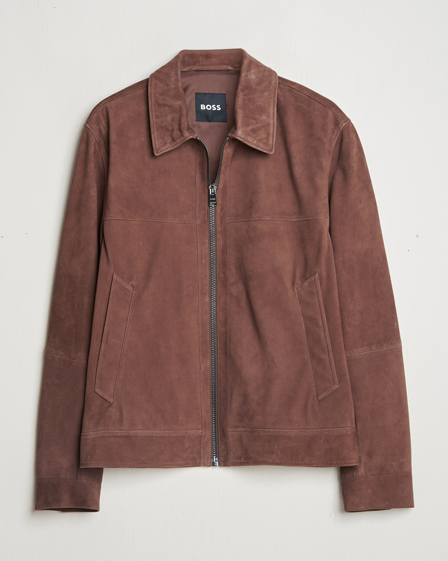 Homme | Manteaux Et Vestes | BOSS BLACK | Malbano Suede Jacket Dark Brown