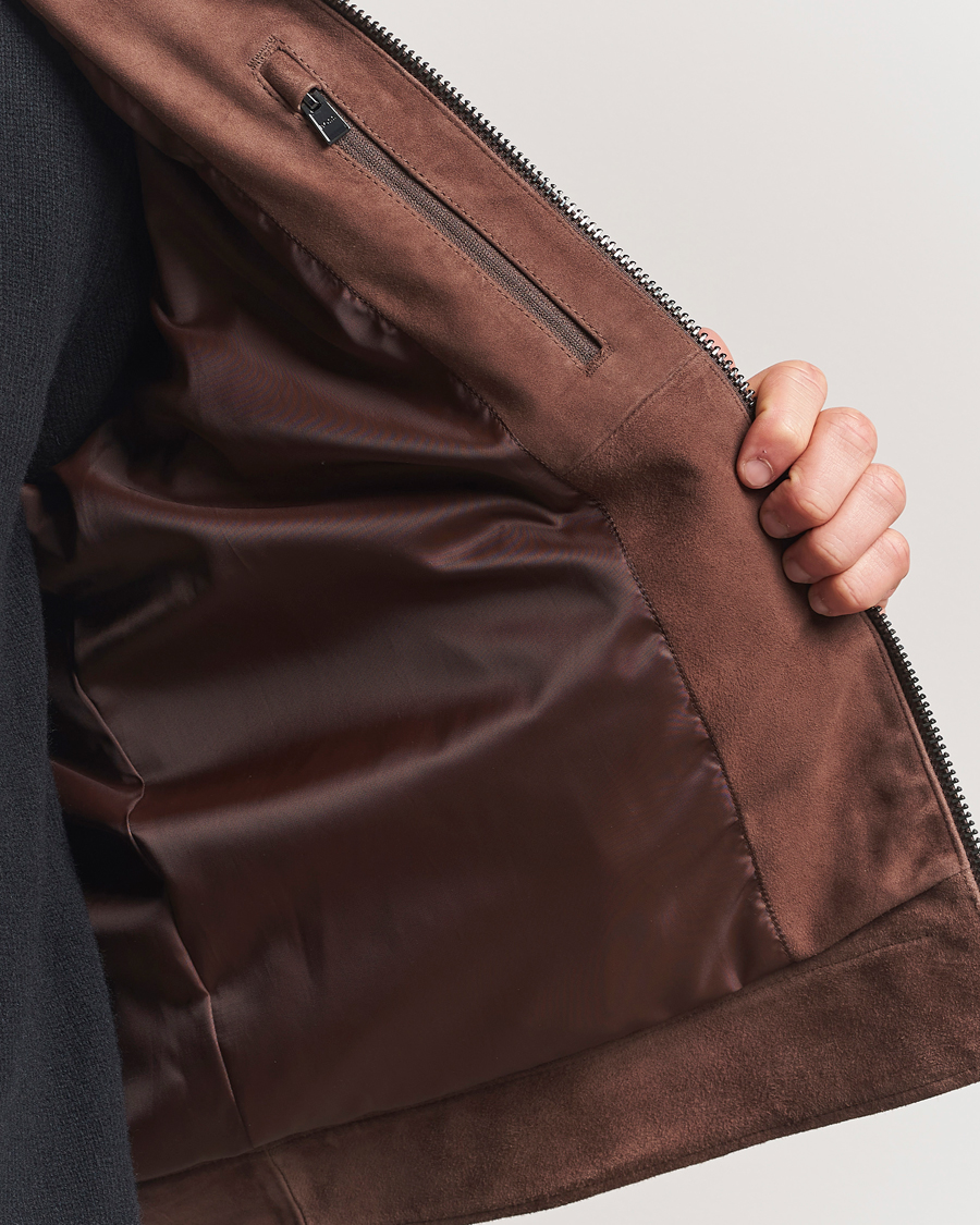 Homme | Manteaux Et Vestes | BOSS BLACK | Malbano Suede Jacket Dark Brown