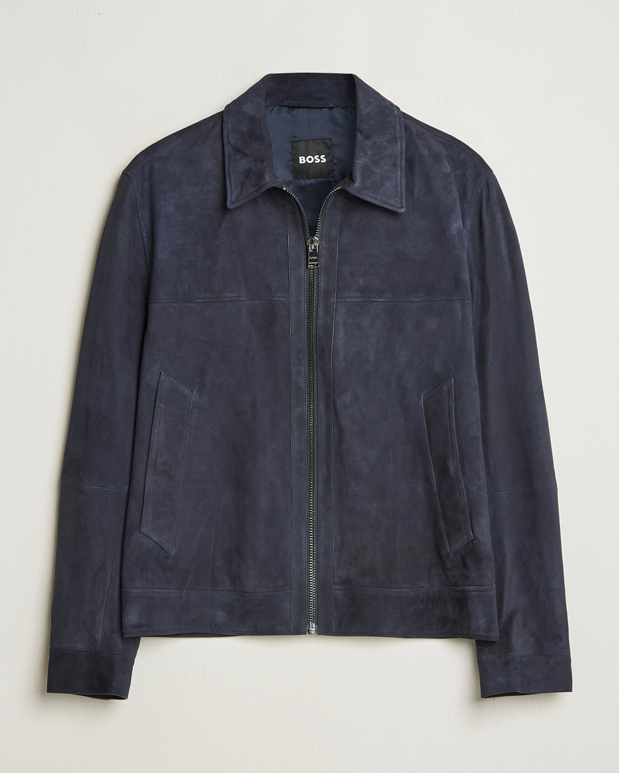 Homme | Manteaux Et Vestes | BOSS BLACK | Malbano Suede Jacket Dark Blue