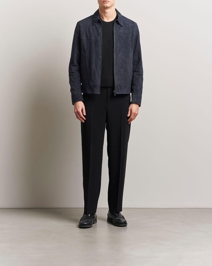 Homme | Manteaux Et Vestes | BOSS BLACK | Malbano Suede Jacket Dark Blue