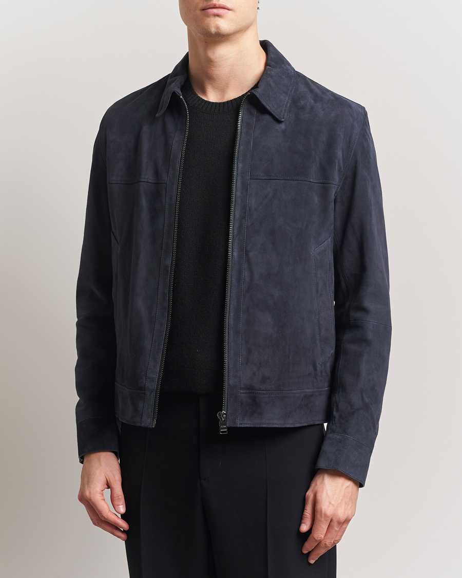 Homme | Manteaux Et Vestes | BOSS BLACK | Malbano Suede Jacket Dark Blue