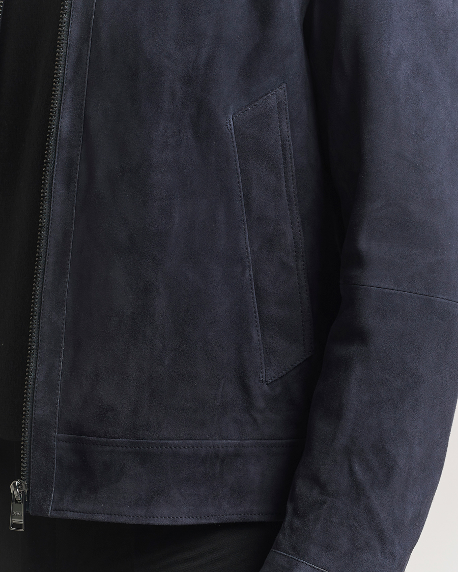 Homme | Manteaux Et Vestes | BOSS BLACK | Malbano Suede Jacket Dark Blue