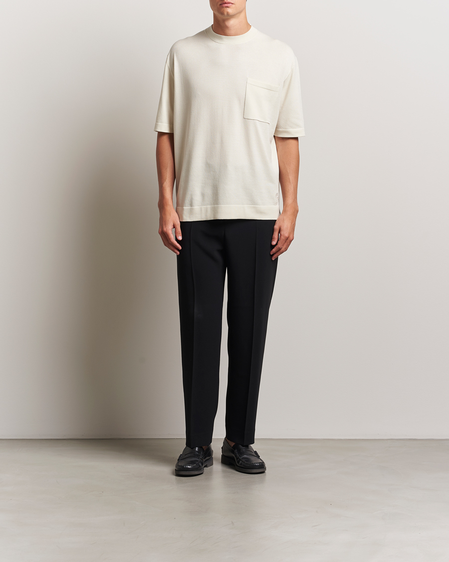 Homme | T-shirts | BOSS BLACK | Jervaiso Cotton/Silk Knitted T-Shirt Open White
