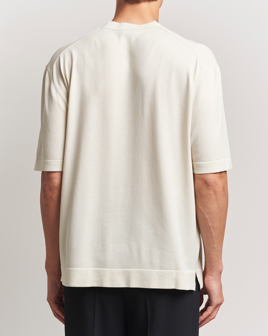 Homme | T-shirts | BOSS BLACK | Jervaiso Cotton/Silk Knitted T-Shirt Open White
