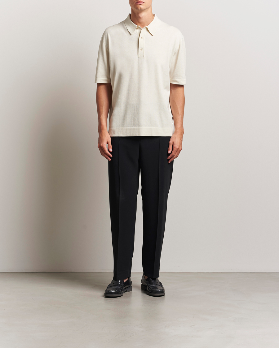 Homme | Polos | BOSS BLACK | Jervasoni Cotton/Silk Knitted Polo Open White