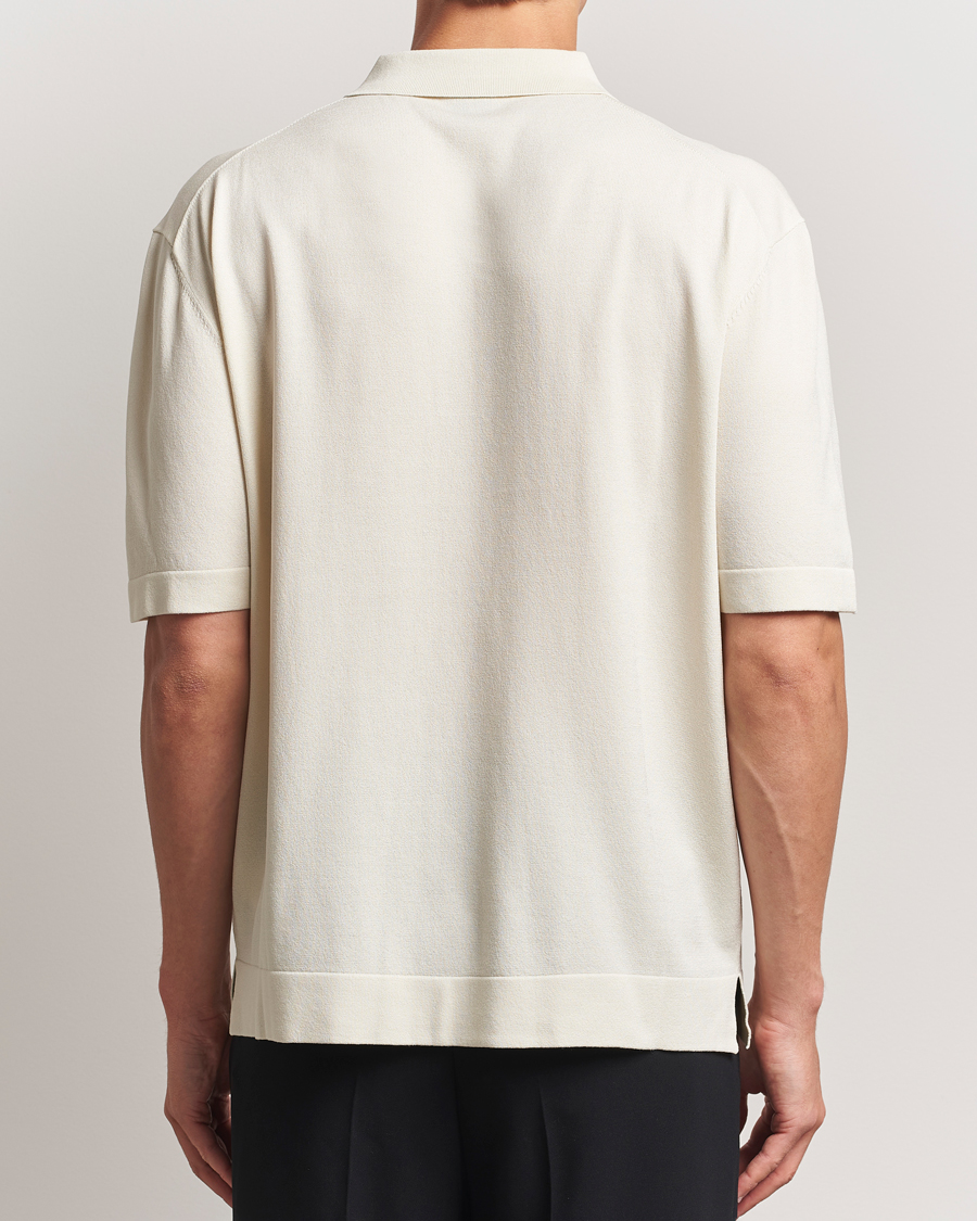 Homme | Polos | BOSS BLACK | Jervasoni Cotton/Silk Knitted Polo Open White