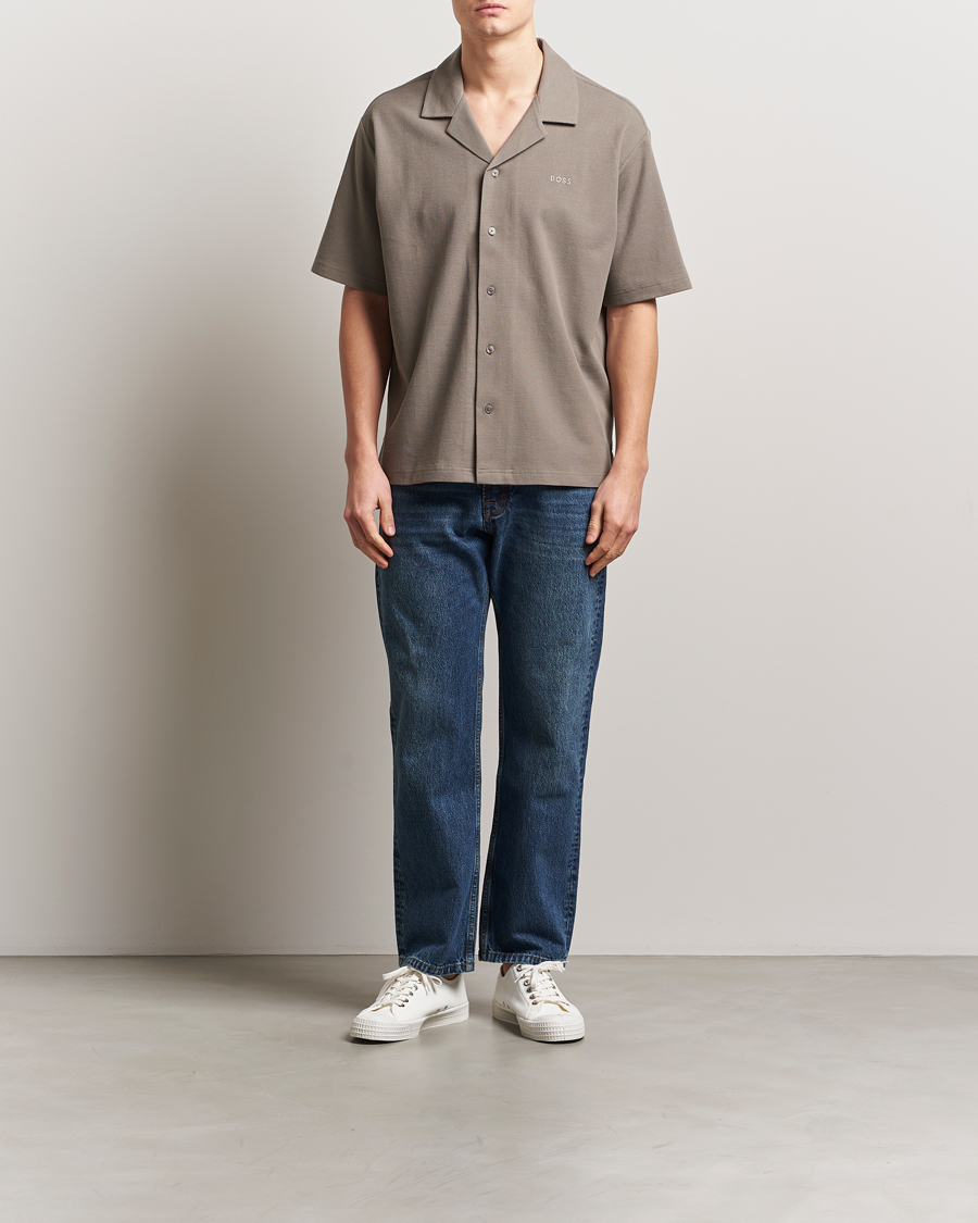Homme | Chemises | BOSS ORANGE | Waffle Short Sleeve Shirt Open Beige
