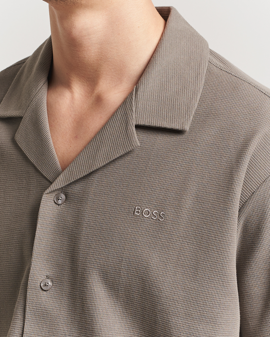 Homme | Chemises | BOSS ORANGE | Waffle Short Sleeve Shirt Open Beige