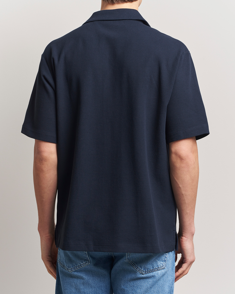 Homme | Chemises | BOSS ORANGE | Waffle Short Sleeve Shirt Dark Blue