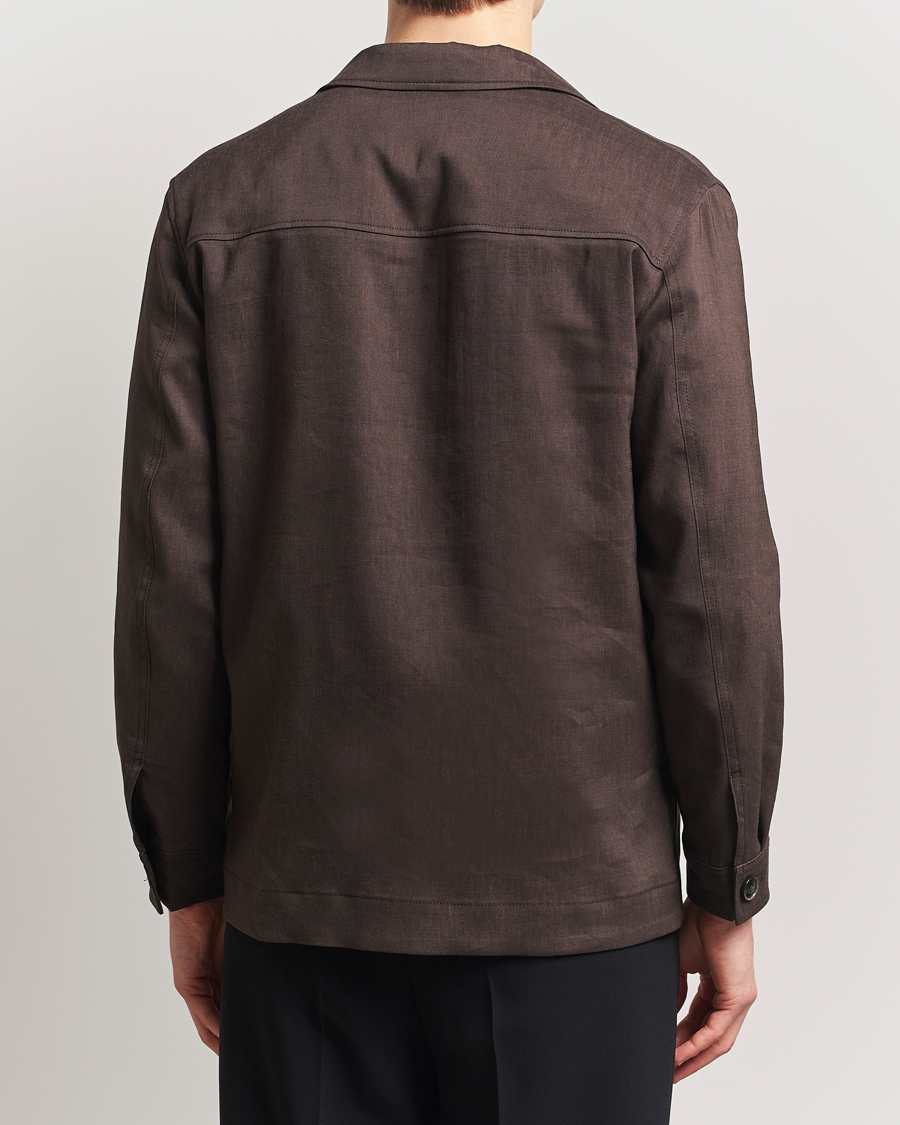 Homme | Manteaux Et Vestes | BOSS CAMEL | Corvin Linen Shirt Jacket Dark Brown