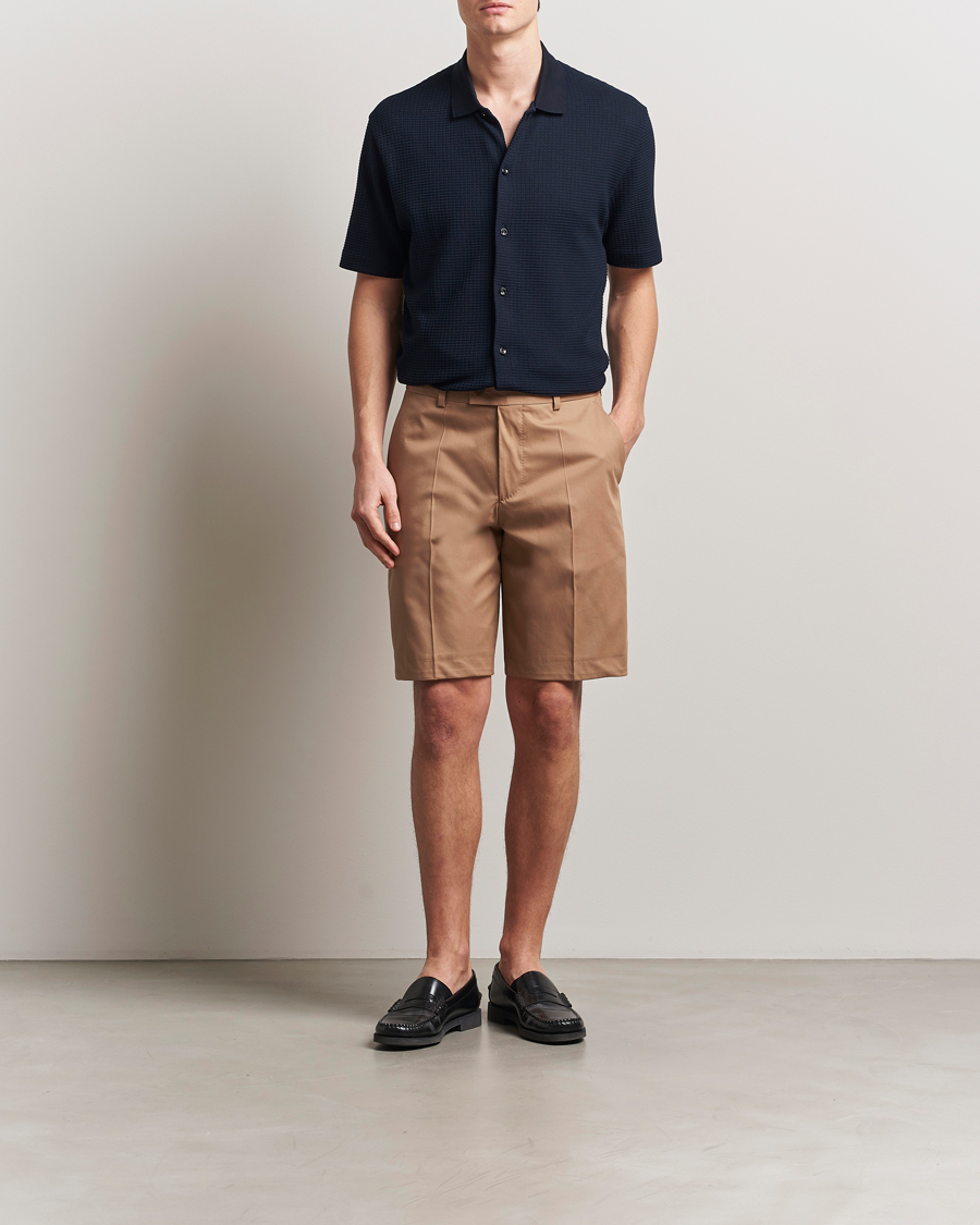 Homme | Shorts | BOSS CAMEL | Peet Cotton Pleated Shorts Open Beige