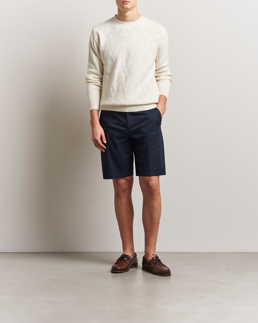 Homme | Shorts | BOSS CAMEL | Peet Cotton Pleated Shorts Dark Blue