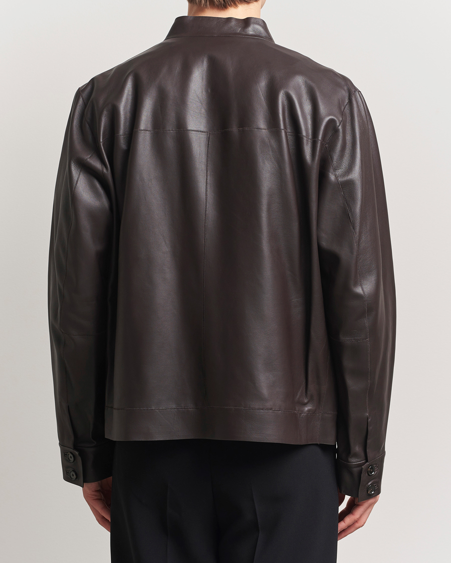 Homme | Manteaux Et Vestes | BOSS CAMEL | Maiverse Leather Jacket Dark Brown