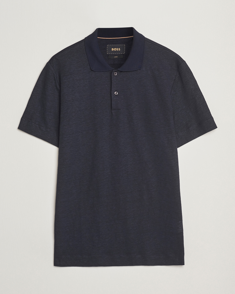 Homme | Polos | BOSS CAMEL | Perry Linen Polo Dark Blue