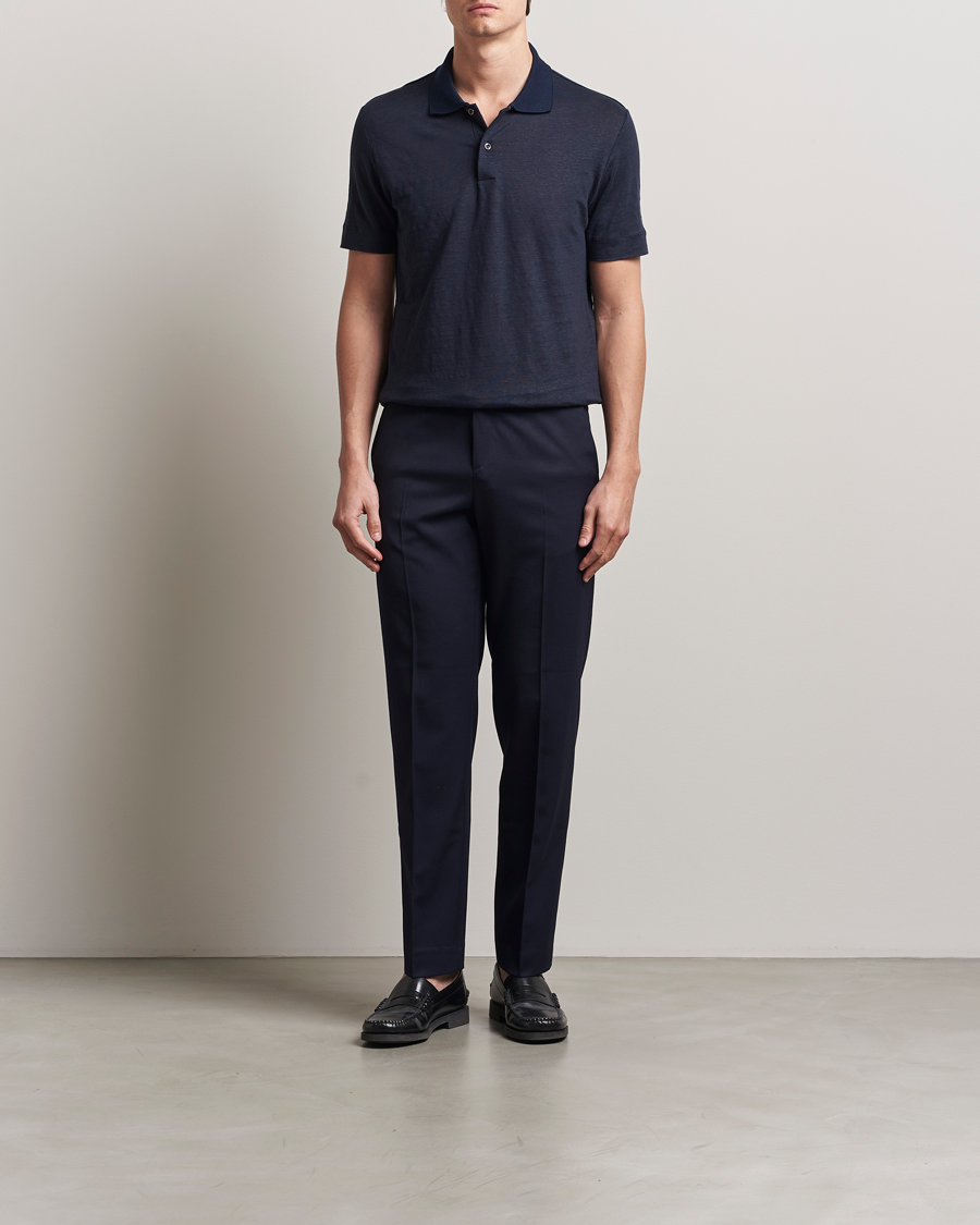 Homme | Polos | BOSS CAMEL | Perry Linen Polo Dark Blue