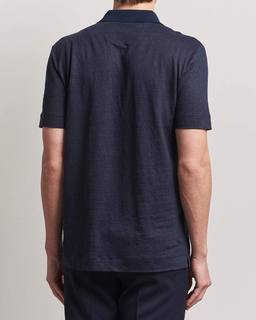 Homme | Polos | BOSS CAMEL | Perry Linen Polo Dark Blue