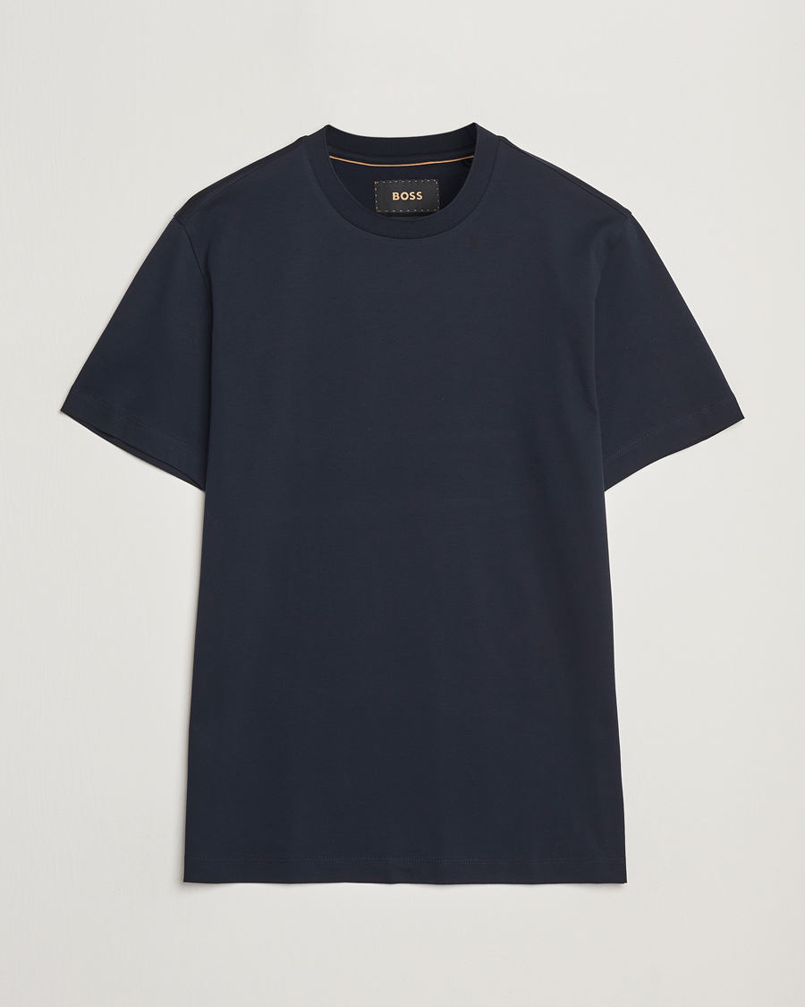 Homme | T-shirts | BOSS CAMEL | Tesar Cotton Knitted T-Shirt Dark Blue
