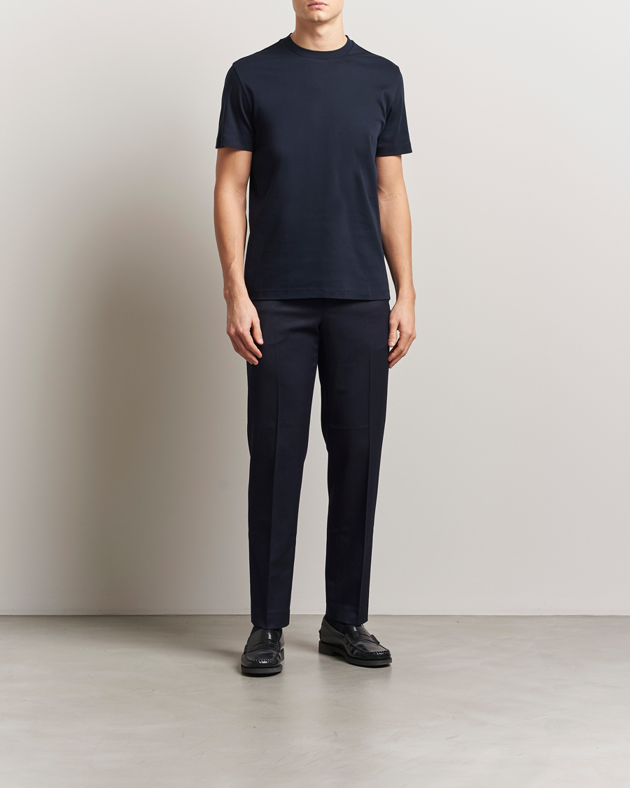 Homme | T-shirts | BOSS CAMEL | Tesar Cotton Knitted T-Shirt Dark Blue