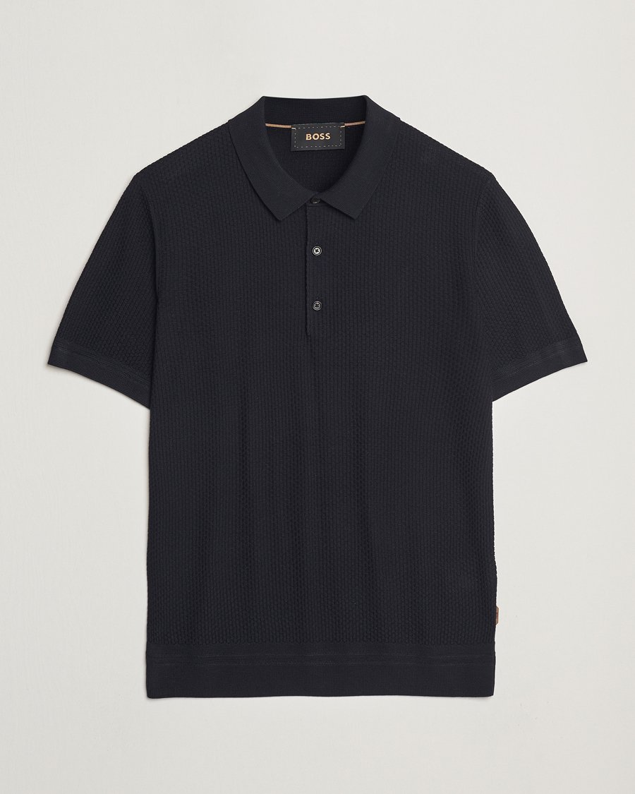 Homme | Polos | BOSS CAMEL | Jeffrey Silk Knitted Polo Dark Blue