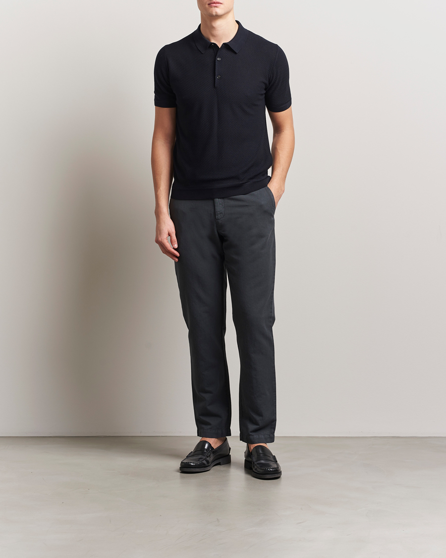 Homme | Polos | BOSS CAMEL | Jeffrey Silk Knitted Polo Dark Blue