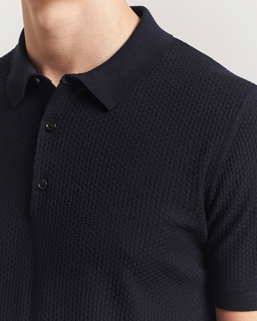 Homme | Polos | BOSS CAMEL | Jeffrey Silk Knitted Polo Dark Blue