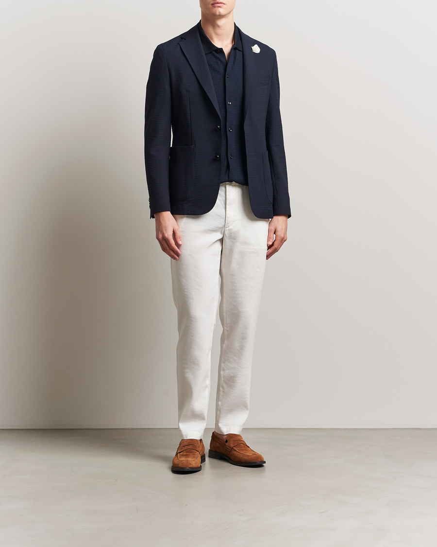 Homme | Blazers | BOSS BLACK | Hanry Seersucker Patch Pocket Blazer Dark Blue