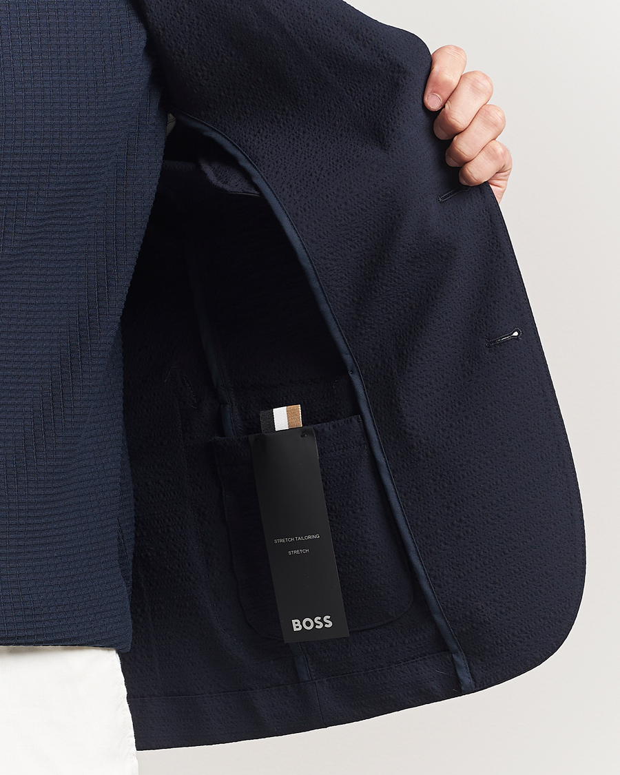 Homme | Blazers | BOSS BLACK | Hanry Seersucker Patch Pocket Blazer Dark Blue