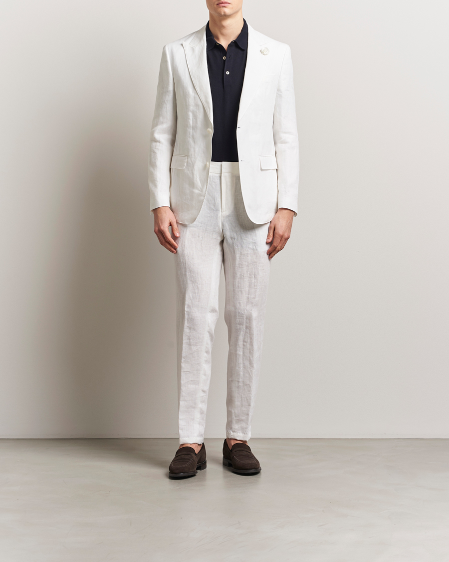 Homme | Blazers | BOSS BLACK | Huge Linen Peak Lapel Blazer White
