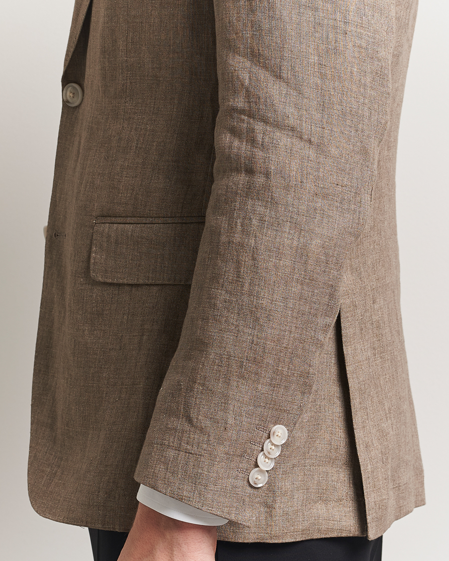 Homme | Blazers | BOSS BLACK | Huge Linen Peak Lapel Blazer Dark Brown
