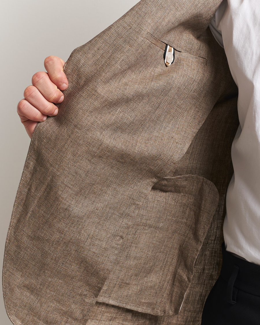 Homme | Blazers | BOSS BLACK | Huge Linen Peak Lapel Blazer Dark Brown