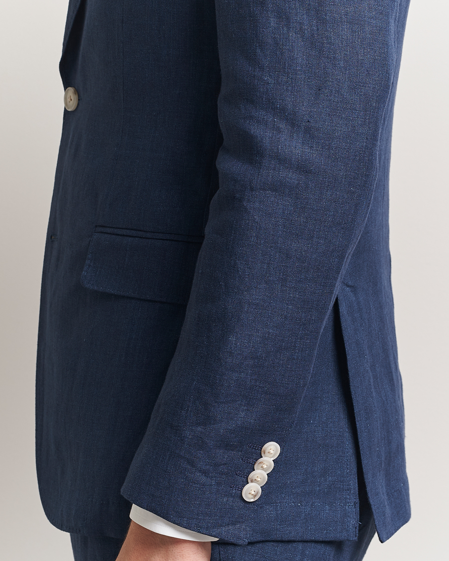 Homme | Blazers | BOSS BLACK | Huge Linen Peak Lapel Blazer Dark Blue