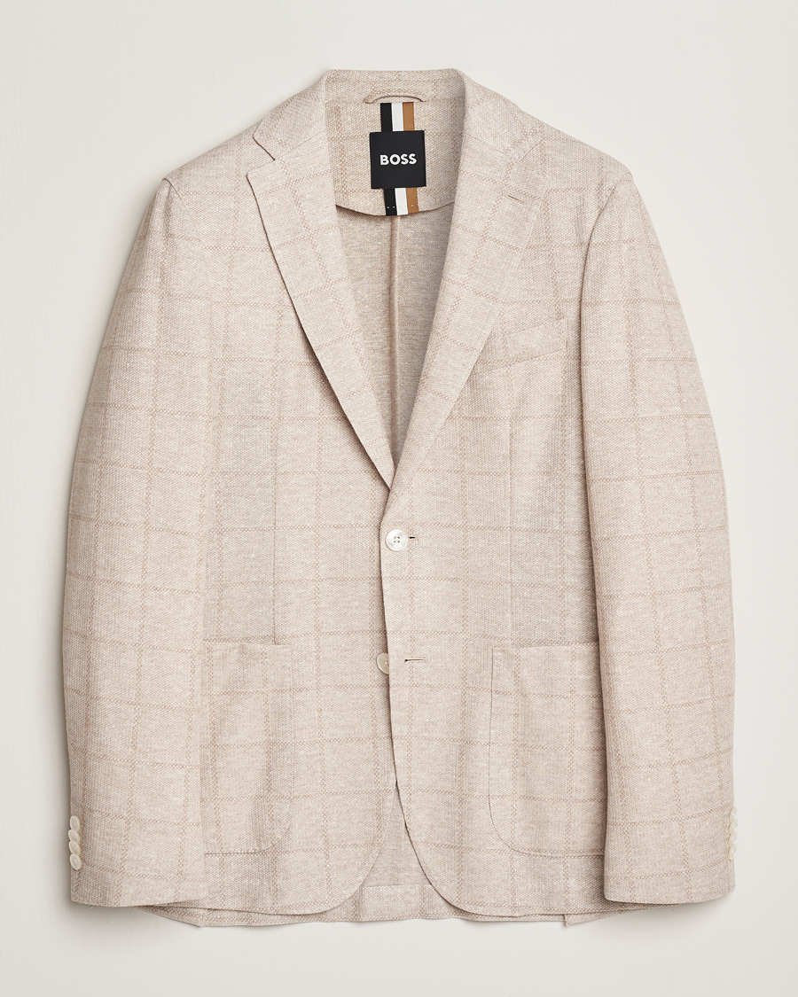 Homme | Blazers | BOSS BLACK | Hanry Checked Jersey Patch Pocket Blazer Open White