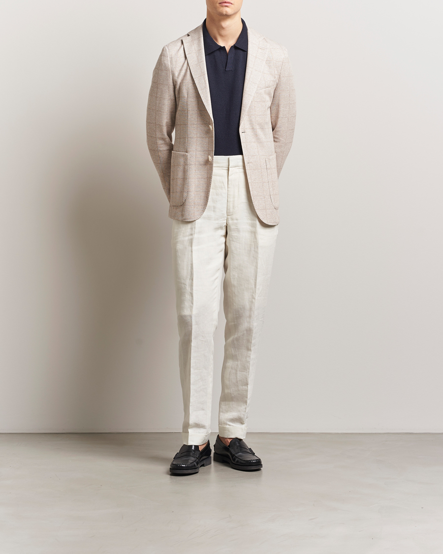 Homme | Blazers | BOSS BLACK | Hanry Checked Jersey Patch Pocket Blazer Open White