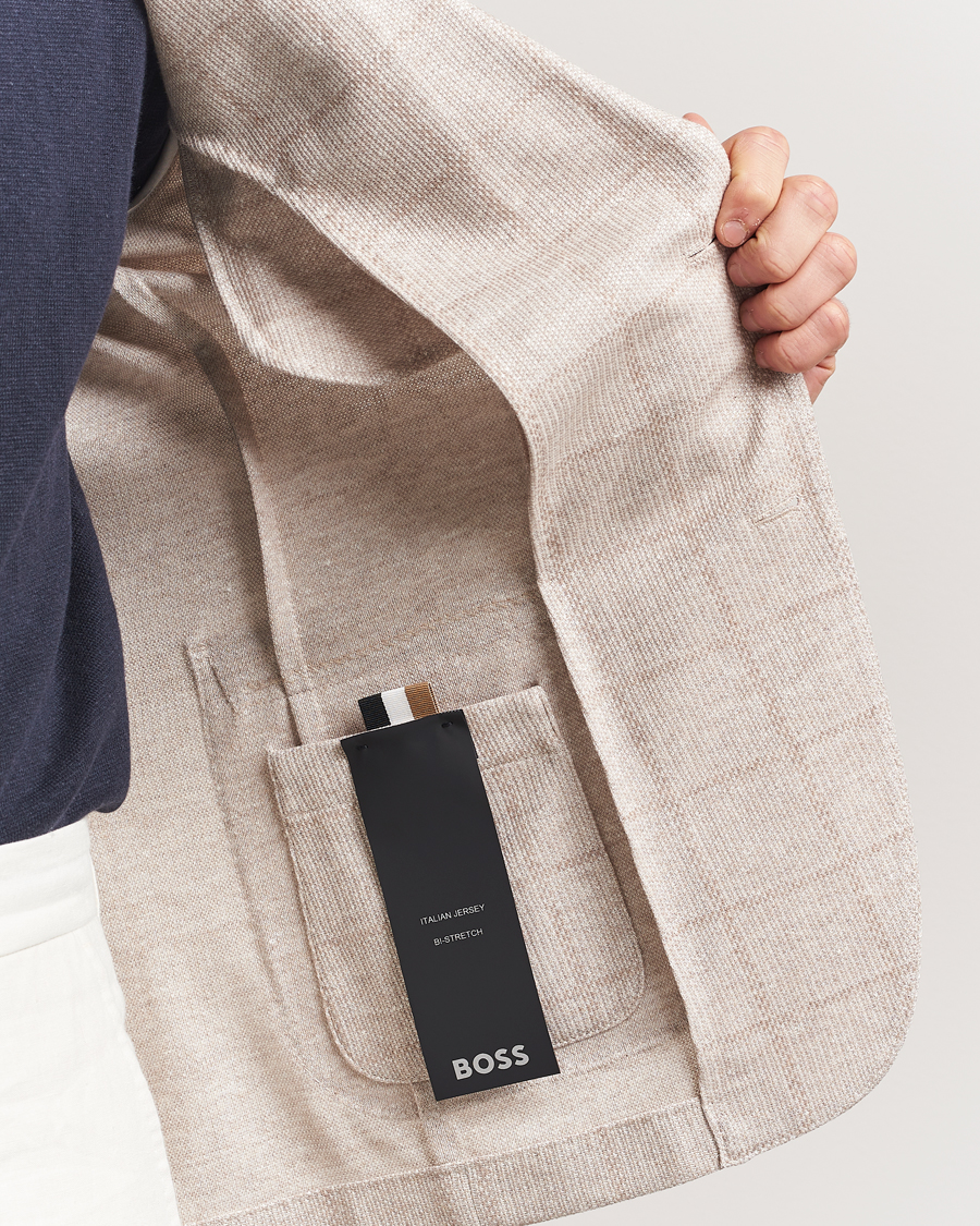 Homme | Blazers | BOSS BLACK | Hanry Checked Jersey Patch Pocket Blazer Open White