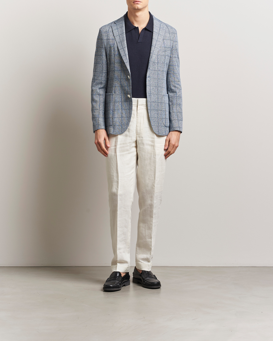 Homme | Blazers | BOSS BLACK | Hanry Checked Jersey Patch Pocket Blazer Light Blue