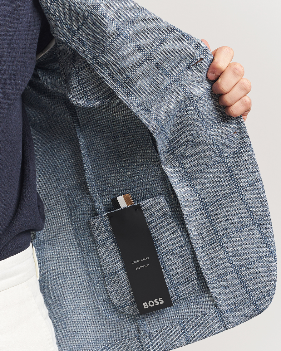 Homme | Blazers | BOSS BLACK | Hanry Checked Jersey Patch Pocket Blazer Light Blue