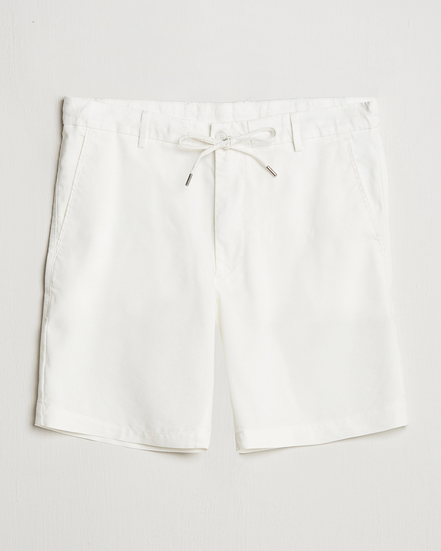 Homme | Shorts | BOSS BLACK | Kane Linen/Cotton Drawstring Shorts White