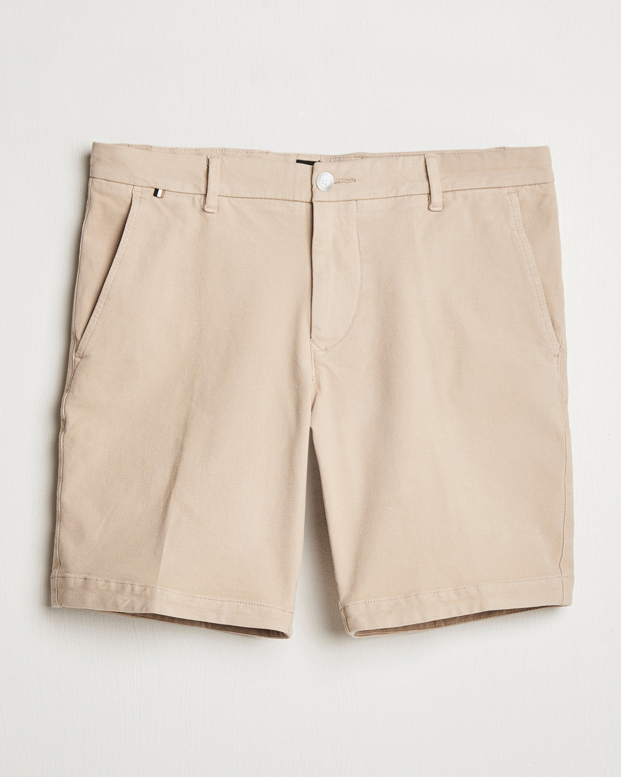 Homme | Shorts | BOSS BLACK | Slice Structured Cotton Shorts Light Beige
