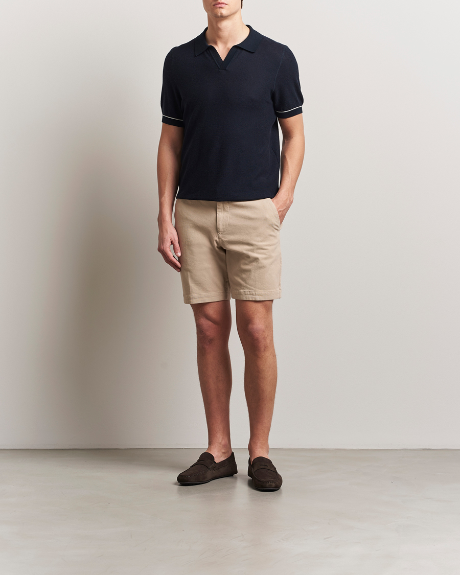 Homme | Shorts | BOSS BLACK | Slice Structured Cotton Shorts Light Beige