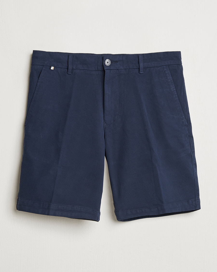 Homme | Shorts | BOSS BLACK | Slice Structured Cotton Shorts Dark Blue