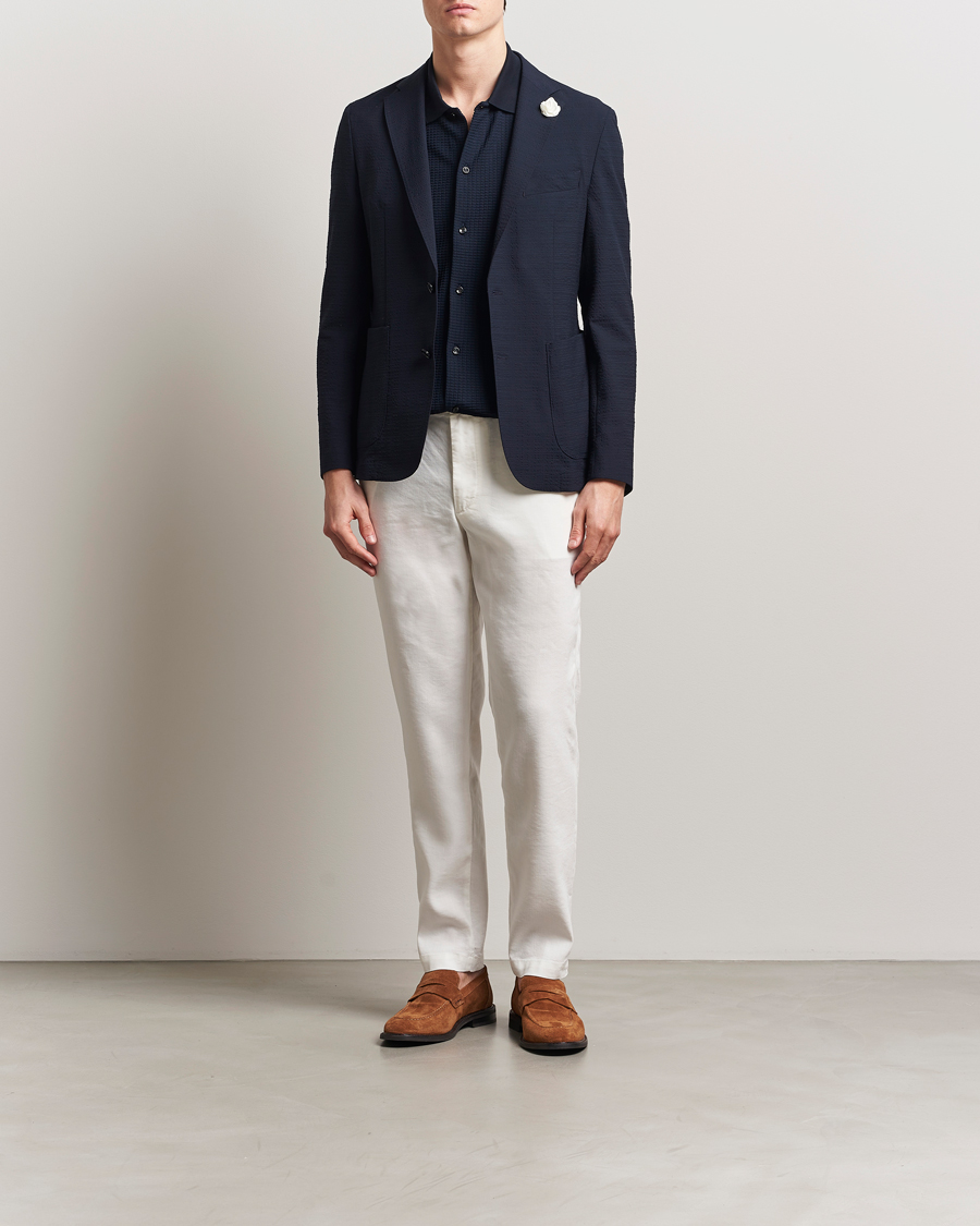 Homme | Pantalons | BOSS BLACK | Kane Linen Blend Drawstring Trousers White