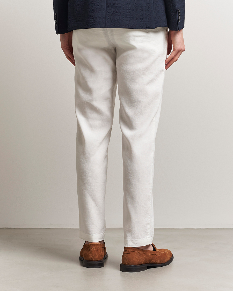 Homme | Pantalons | BOSS BLACK | Kane Linen Blend Drawstring Trousers White