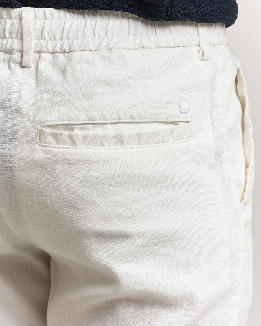 Homme | Pantalons | BOSS BLACK | Kane Linen Blend Drawstring Trousers White