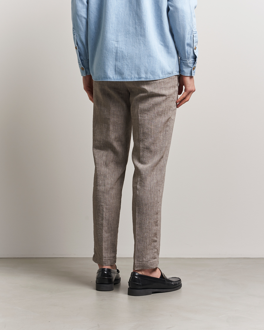 Homme | Pantalons | BOSS BLACK | Kane Linen Blend Drawstring Trousers Dark Brown