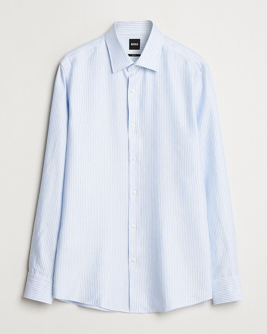 Homme | Chemises | BOSS BLACK | Hank Linen/Lyocell Striped Shirt Blue/White