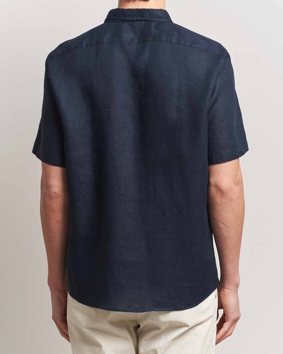 Homme | Chemises | BOSS BLACK | Liam Linen Short Sleeve Shirt Dark Blue