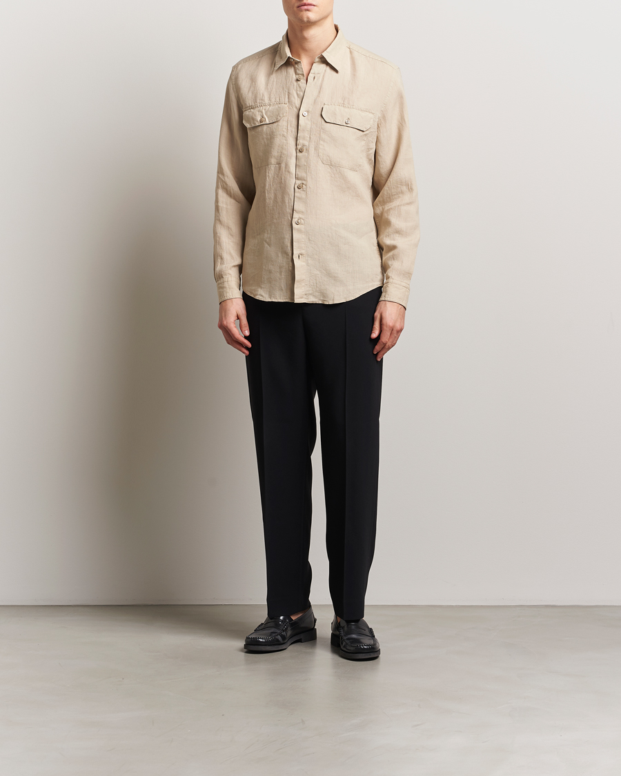 Homme | Chemises | BOSS BLACK | Liam Linen Pocket Overshirt Light Beige