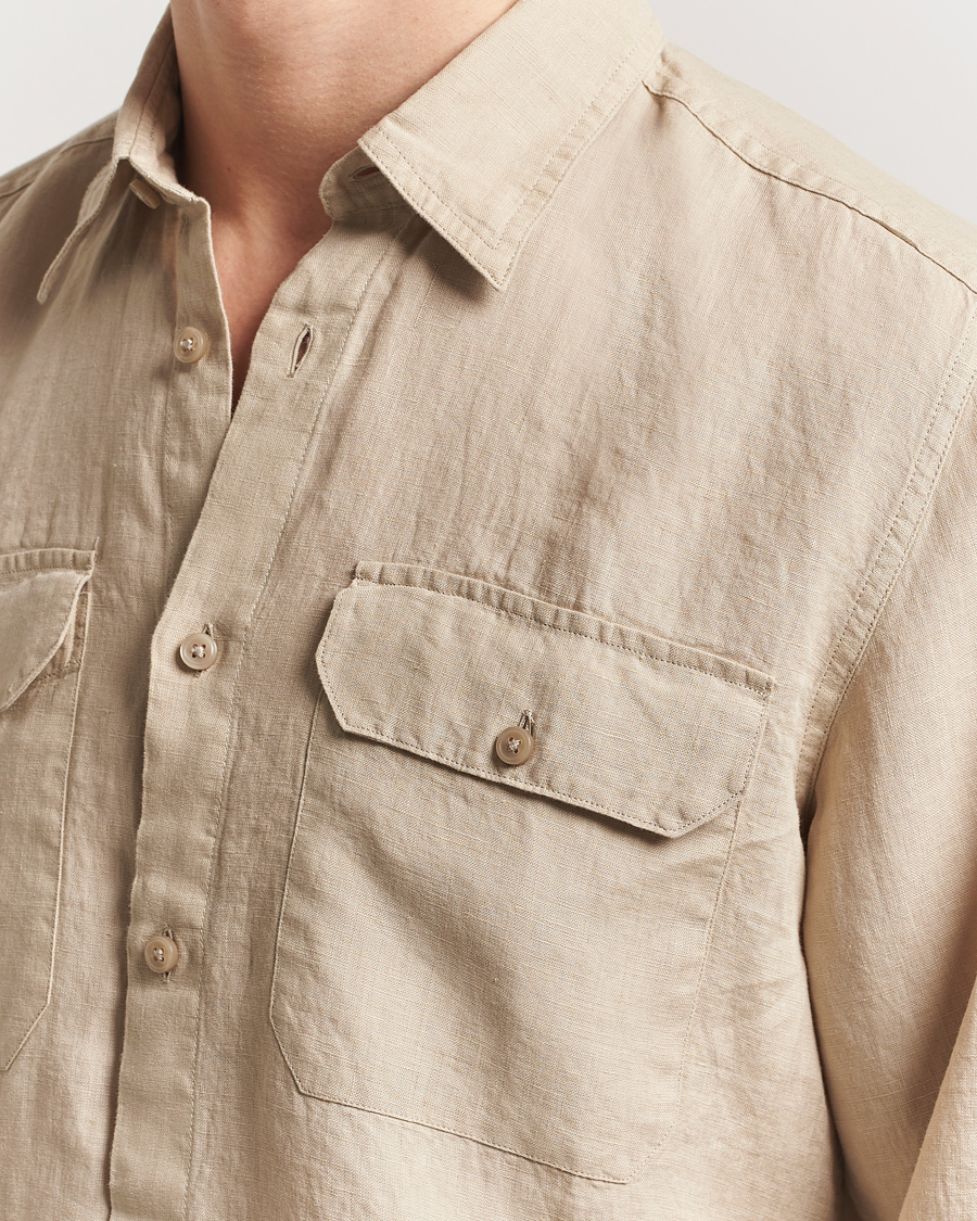 Homme | Chemises | BOSS BLACK | Liam Linen Pocket Overshirt Light Beige