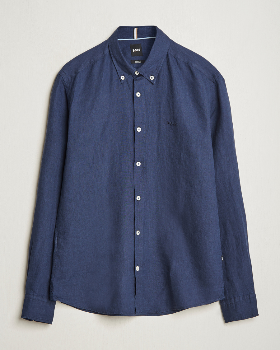Homme | Chemises | BOSS BLACK | Liam Linen Shirt Dark Blue