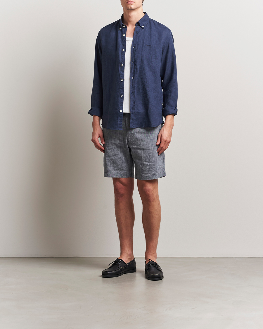 Homme | Chemises | BOSS BLACK | Liam Linen Shirt Dark Blue
